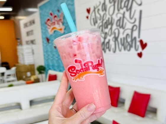 Pink Lemonade with strawberry flavor and whipped cream