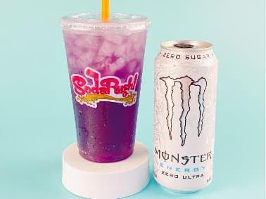 Rusher Energy Drinks with Monster Energy can